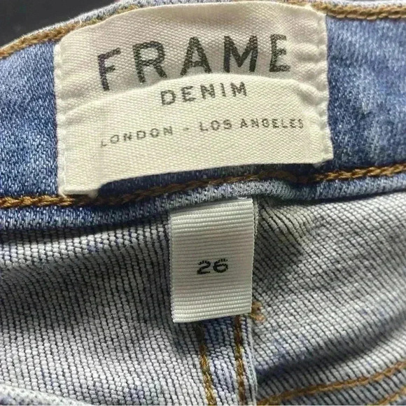 Frame denim le high skinny distressed hem jeans size 26 - Picture 6 of 7